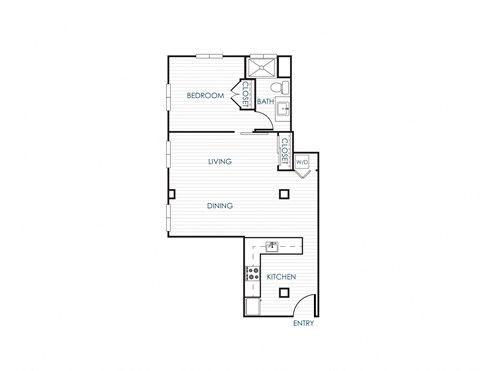 Floor plan for 1 bed, 1 bath, 852 sqft